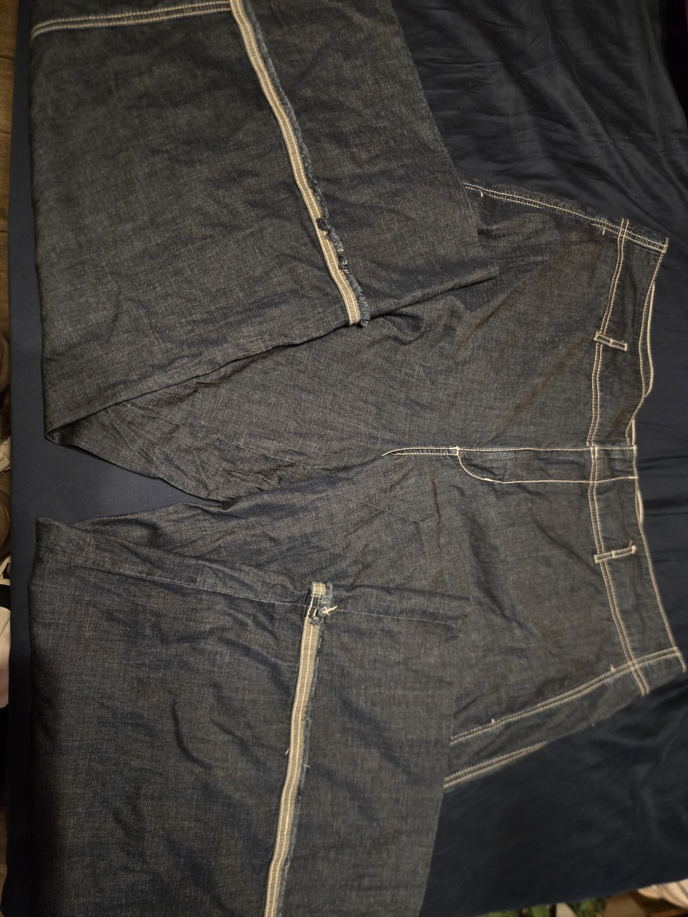 Pilcro and the Letterpress men's dark blue relaxed jeans with contrast stitching